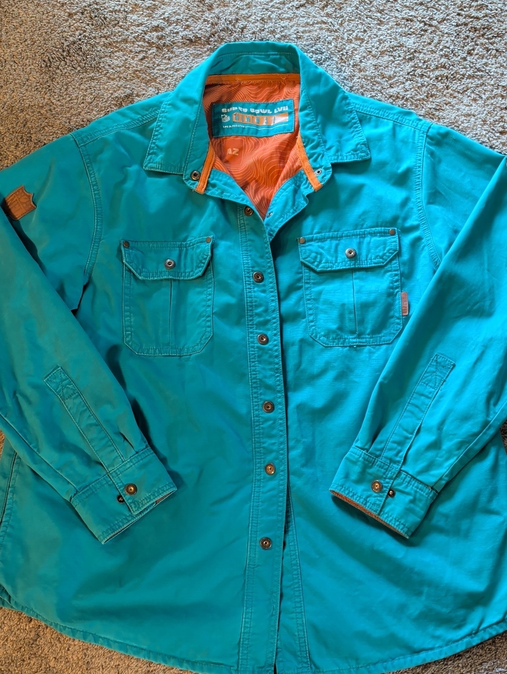 women's-size large Super Bowl LVII jacket featuring desert-themed AZ